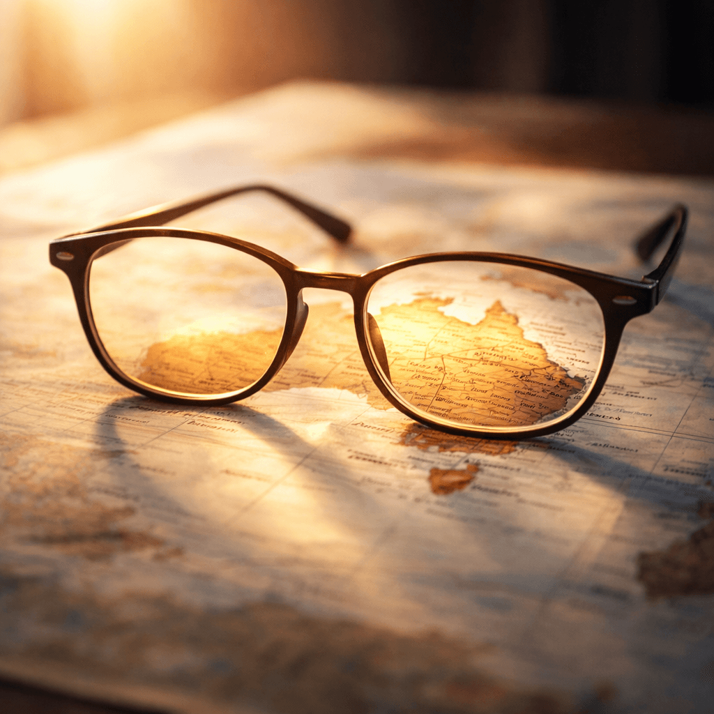 Glasses over a map of Australia